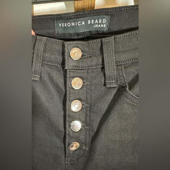 NWOT Veronica Beard Carolyn 10” Baby Boot Black Silver Tuxedo Stripe Jeans 26 - Picture 7 of 13